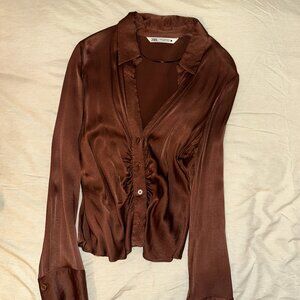 Zara Fitted Satin Effect Shirt